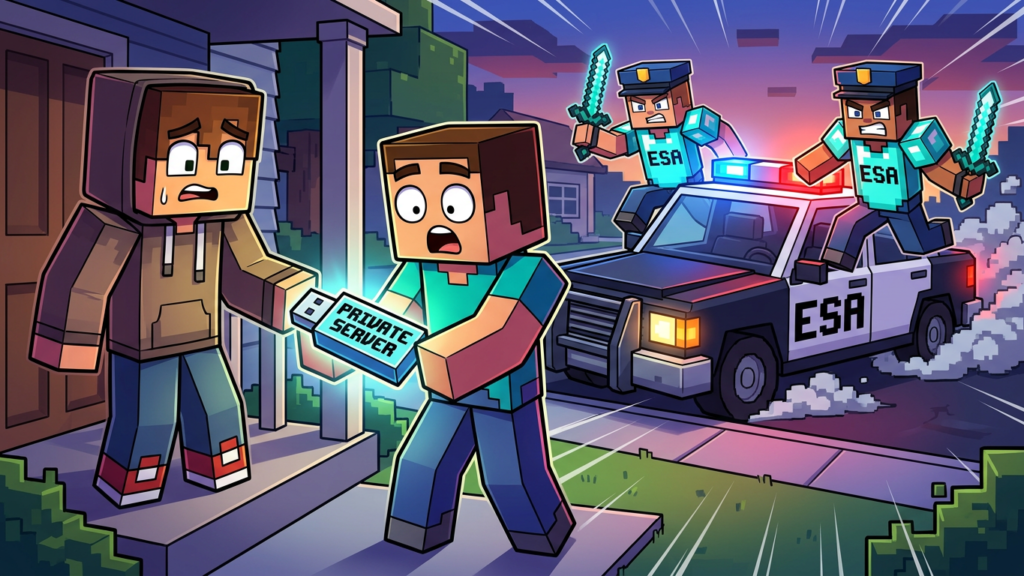ESA busts a hand-to-hand transaction of a USB stick containing a Minecraft private server.